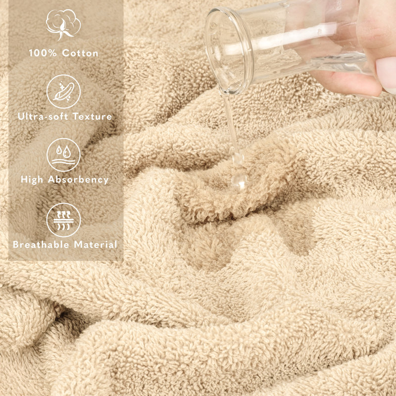 Darcelle 100% Cotton 35x70 Jumbo Large Bath Sheet, Sand Taupe