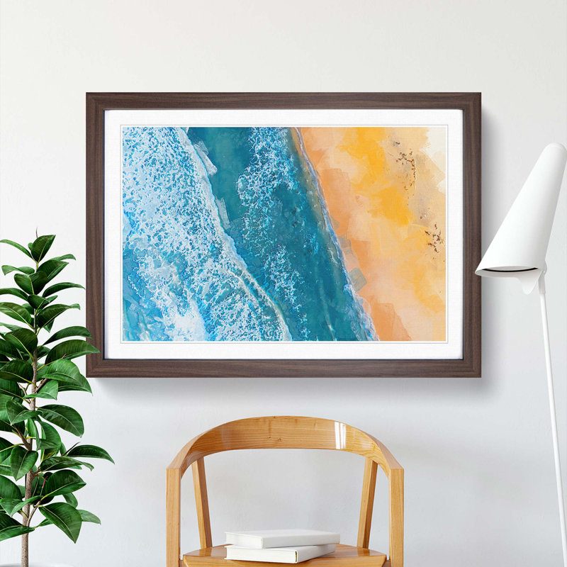 The Palm Coast in Florida in Abstract - Picture Frame Graphic Art Print, 36cm H x 48cm W x 2cm D, Walnut Framed