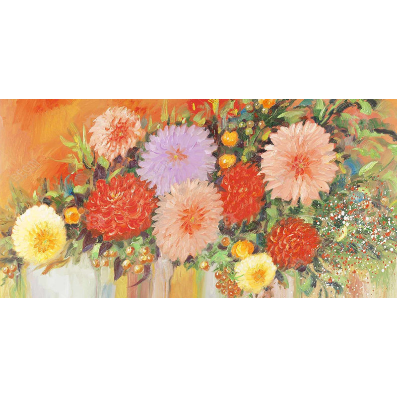 Colorful Abstract Flowers Print On Canvas, H 48 po x l 24 po