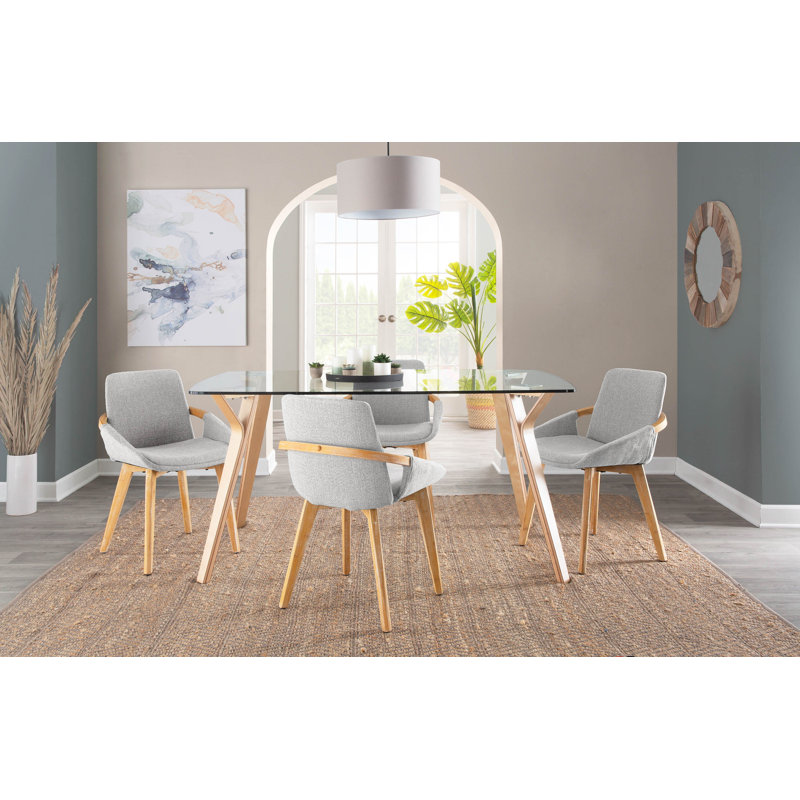 Whitacre 17'' H Upholstered Parsons Chair, Natural, Light Gray Noise
