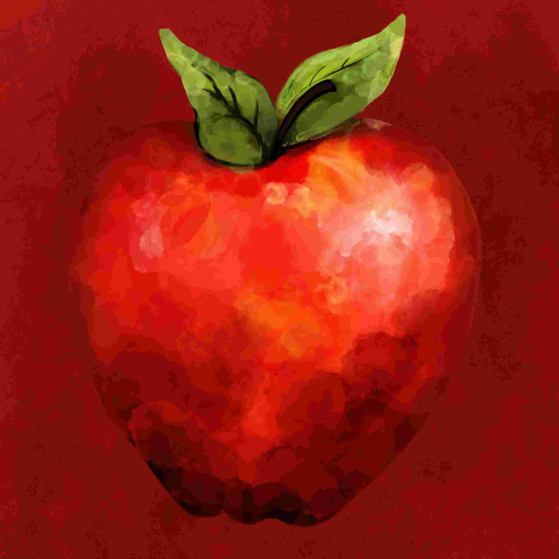 Pomme brillante - peinture sur toile tendue, H 30 po x l 30 po