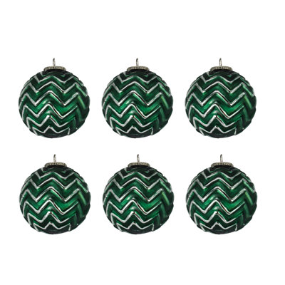 3.9'' Geometric Glass Annual Ornament Ball Ornament