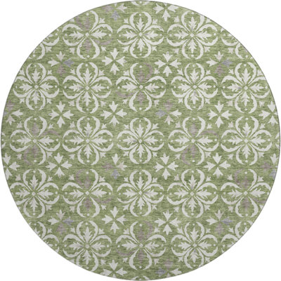 Premium Machine Washable Prisco Green Rug
