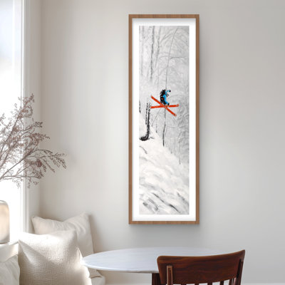 Man Skiing in Steep Offpiste Terrain | Framed Matted Print