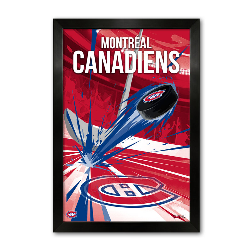 NHL MONTREAL CANADIENS PUCK BL explosion 27 po x 39 po, impression encadrée, NHL Montreal Canadiens