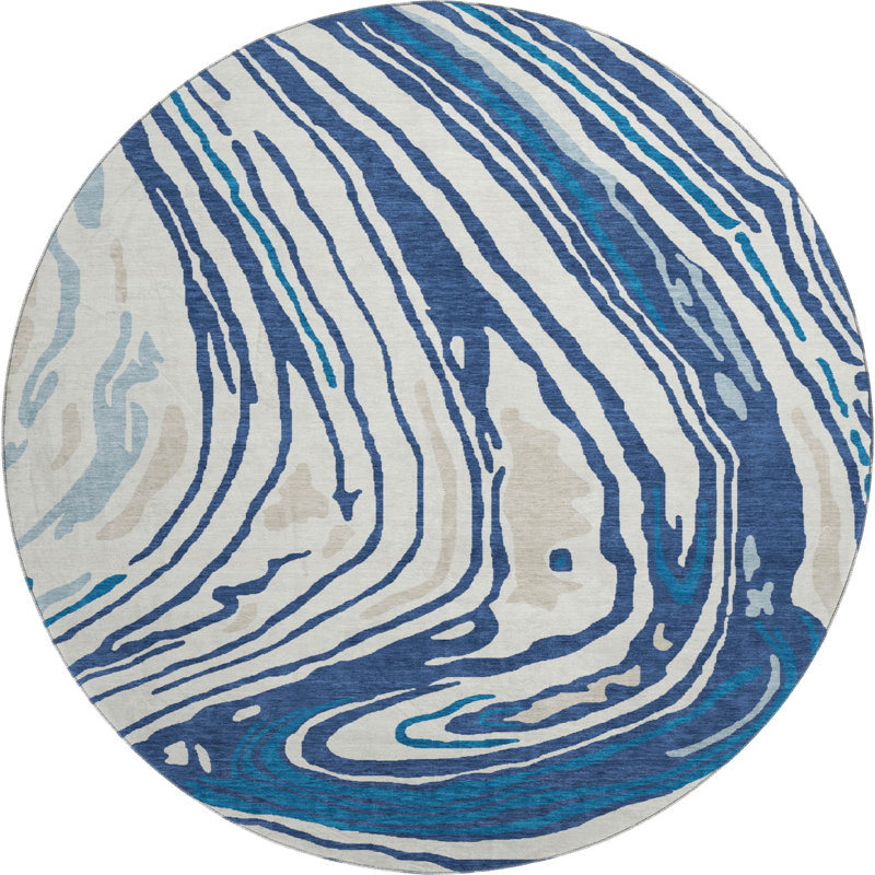 Premium Machine Washable Cossette AMF1051 Swirls Rug, Round 8'