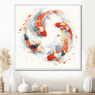 Art mural Koi Fish, toile décor Zen, Koi Fish in Calm Circular Motion