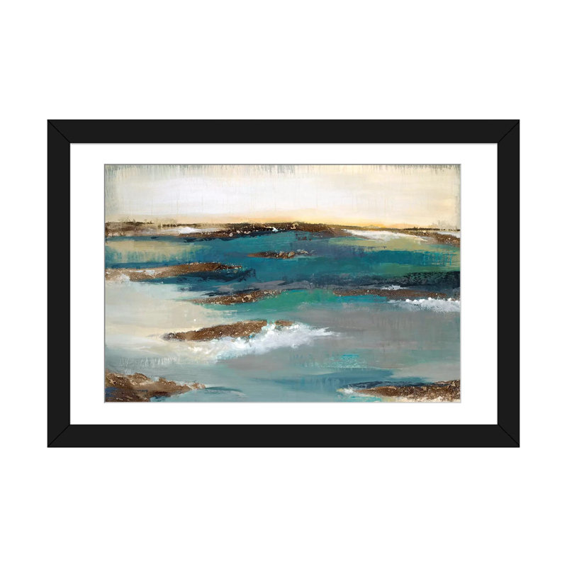 « côtier bluff » par liz jardine, impression sur toile, Papier avec cadre noir, H 24 po x l 32 po x P 1 po, Blanc