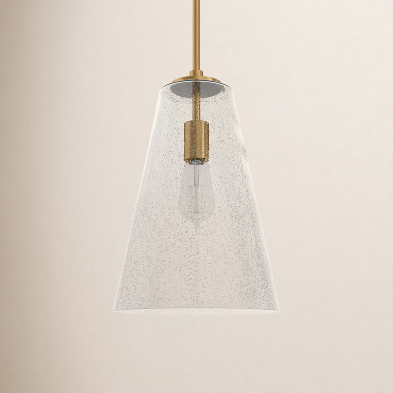 Luminaire suspendu conique à 1 lumière Evanne, Laiton héritage