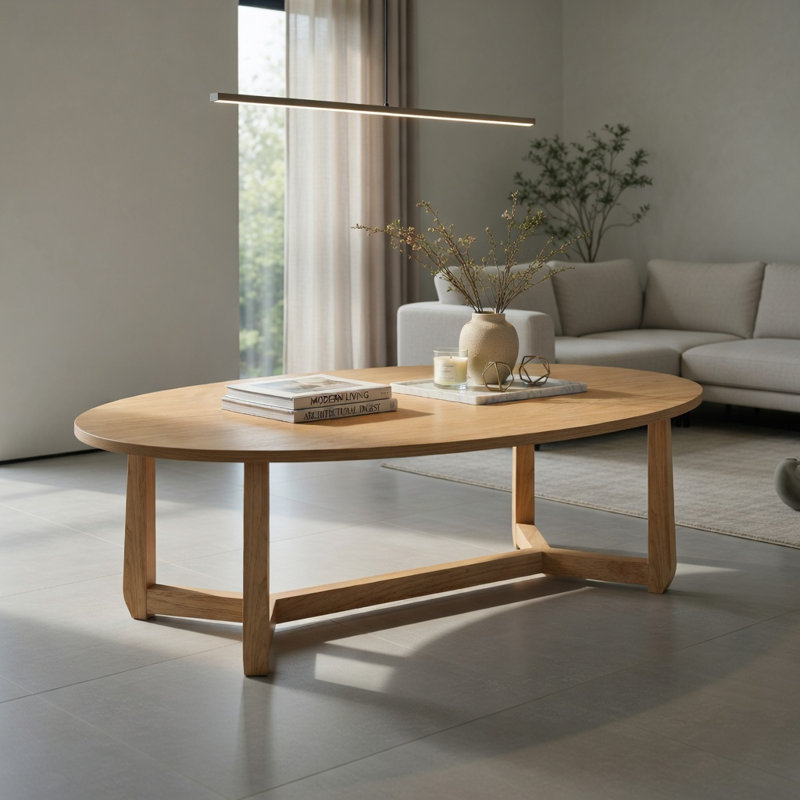 Table basse ovale en bois 46 po Hommoo