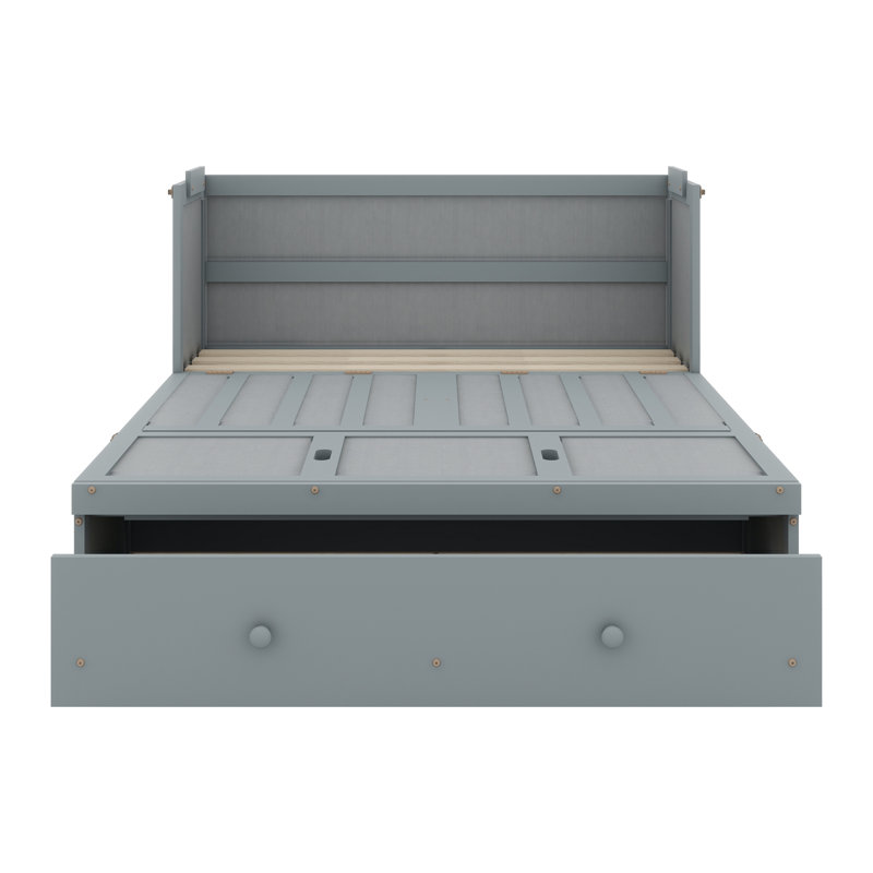 Murphy Bed With USB Port And A Large Drawer, Full/Double, Gray