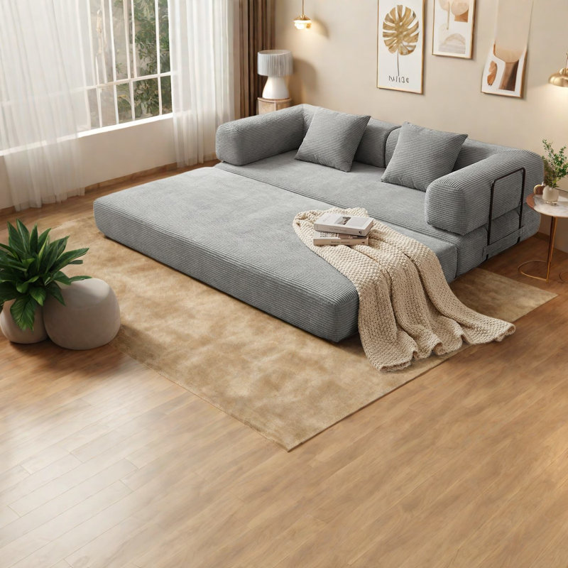 Compression Convertible Sofas, Corduroy Foam Modern Sleeper For Home