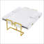 Table basse moderne blanche moderne avec 4 tiroirs et base dorée-639367427
