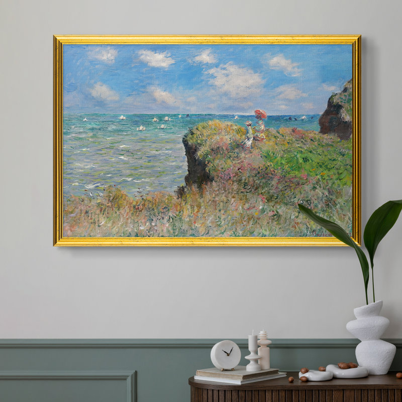 «The Cliff Walk at Pourville», 1882 - Claude Monet - Toile encadrée sur mesure, 16 po x 22 po, Toile avec cadre