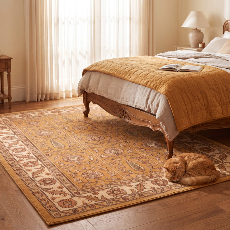 Tapis Delta2 traditionnel persan audacieux orange, vert et crème, lavable en machine, antidérapant, à poils courts, pour intérieur et extérieur, adapté aux animaux domestiques, idéal pour le salon, la chambre, la salle à manger, l'entrée, le corridor ou le bureau.