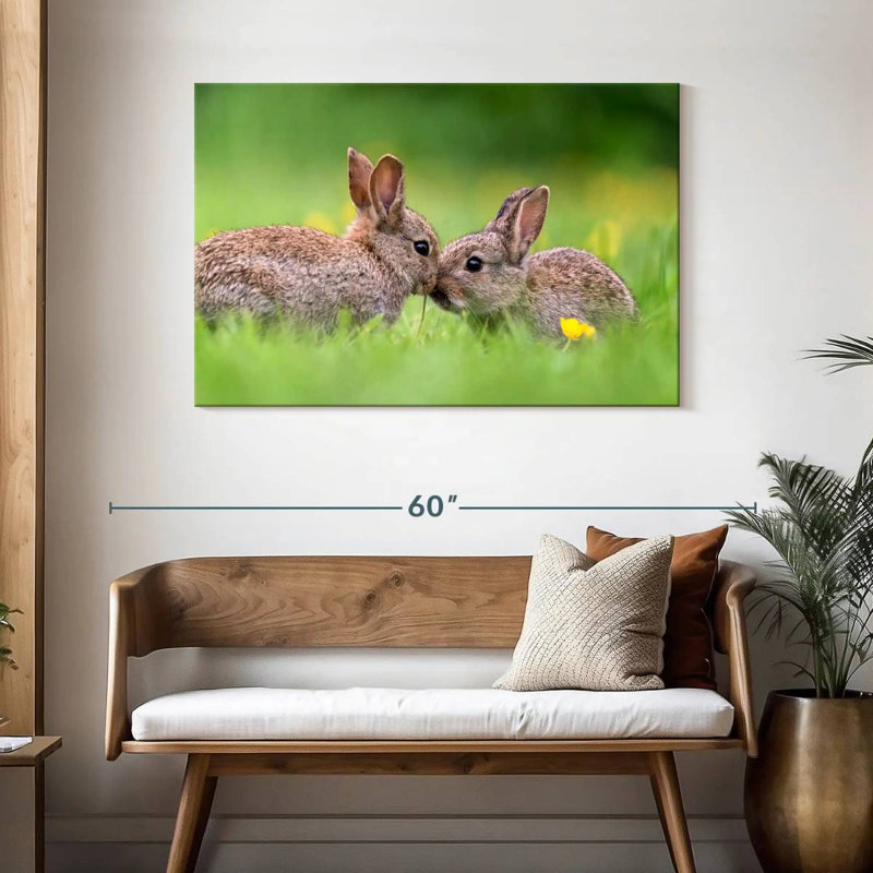 Embrasser des lapins, H 30 po x l 45 po