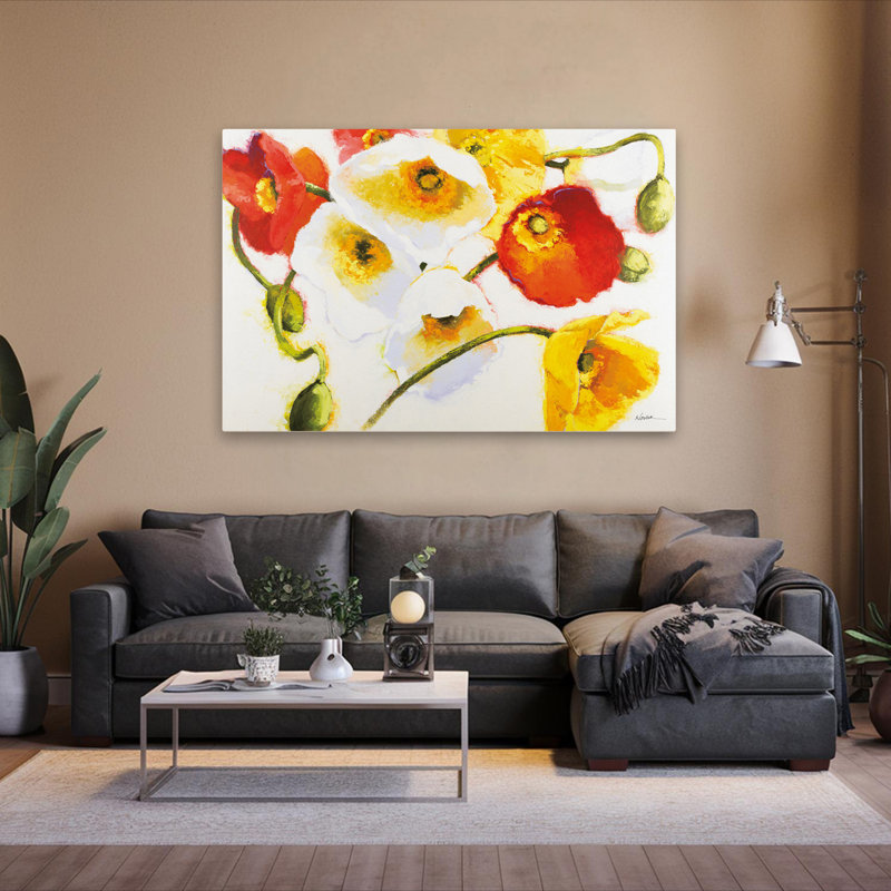 Fleurs blanches ensoleillées avec vibration traditionnelle ensoleillée, H 60 po x l 40 po