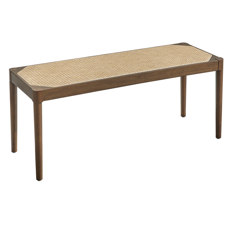 Newington Bench with Cane Seat, Walnut/Natural