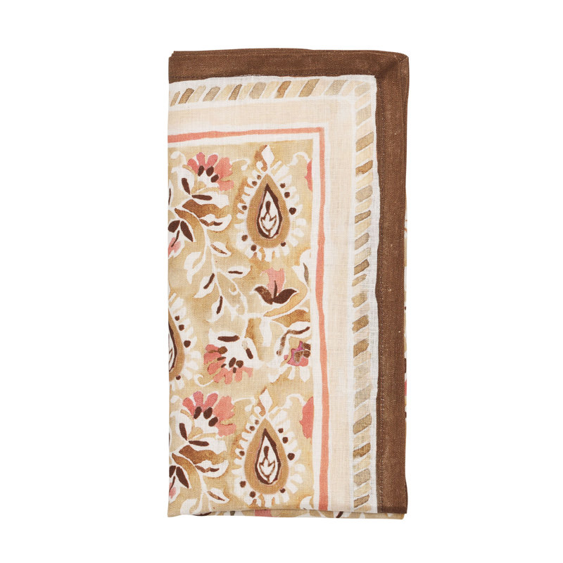 Mira Napkin, Brown/Coral