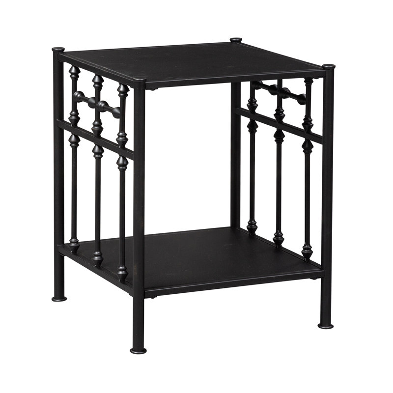 Edmund Vintage Open Metal Nightstand w/ Spindles, Black