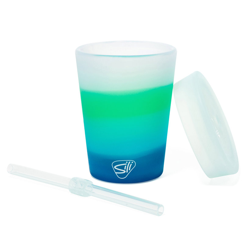Silipint: Ensemble de 2 gobelets en silicone pour paille pour enfants 8 oz - Moon Beam et Sun Storm