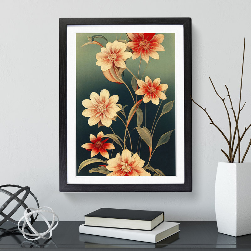 Boundless Flowers - Wall Art, Black Framed, 48cm H x 36cm W, White