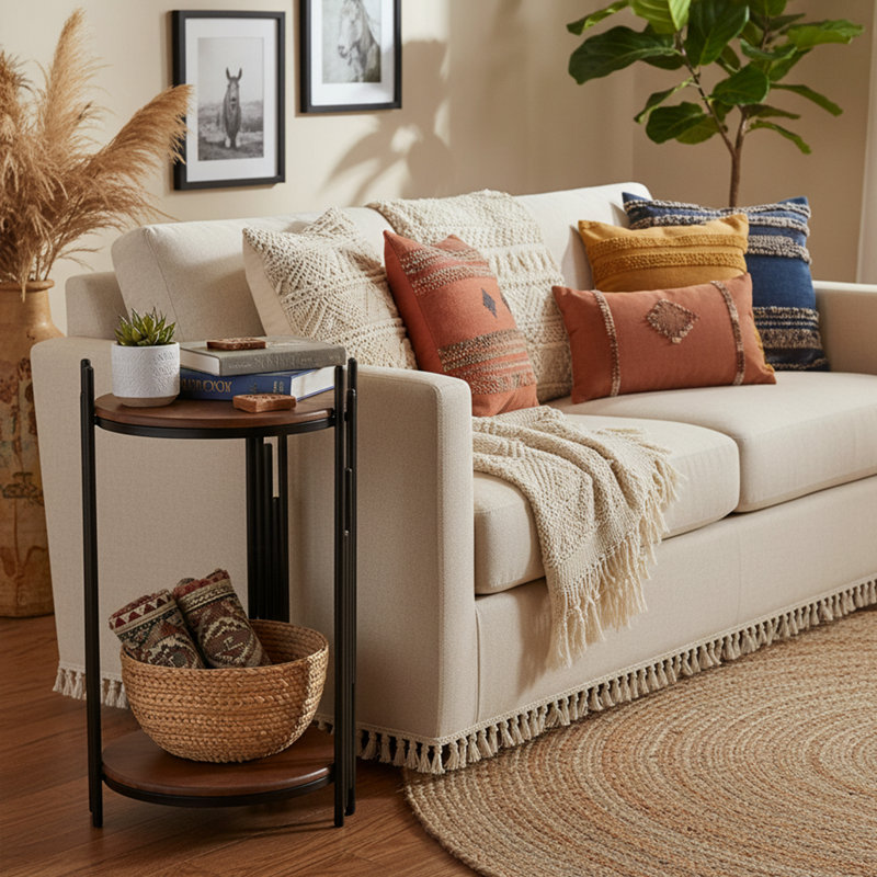 Azaela End Table, Black, 39.37" H x 11.81" W x 11.81" D