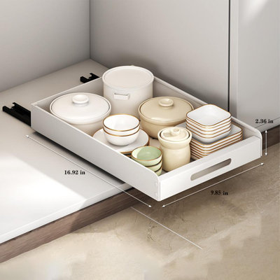 Pull Out Cabinet Organizer, Heavy Duty Roll Out Drawers Sliding With Nylon Adhesive For Living Room, Kitchen, Bathroom, Pantry