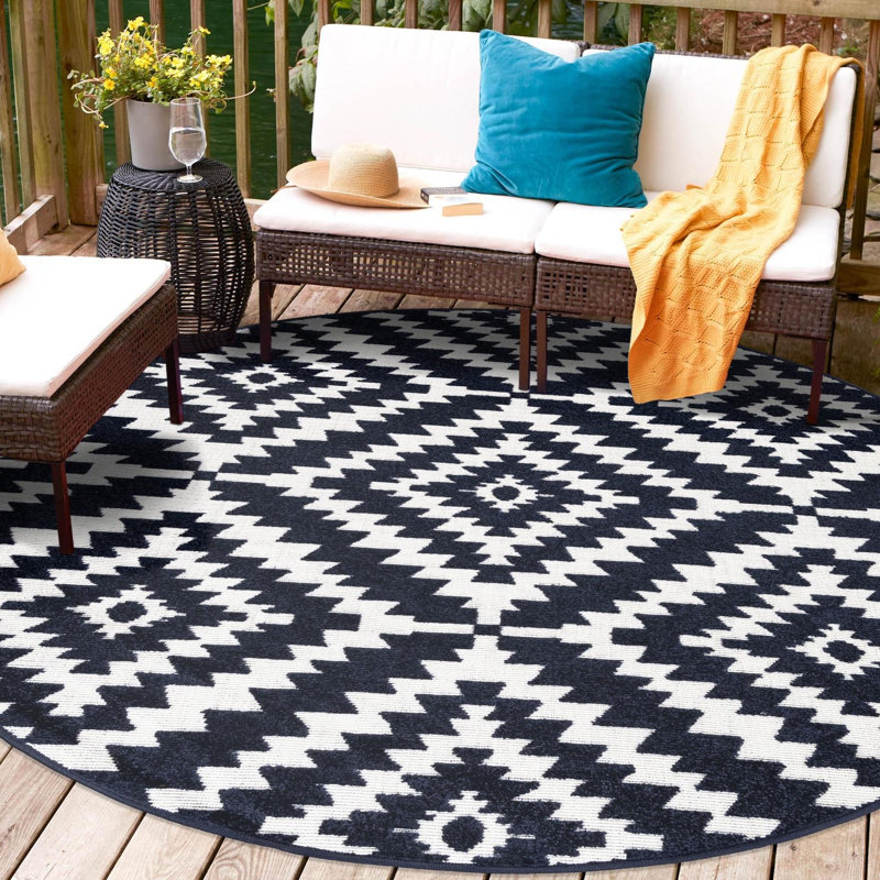 Tapis d'extérieur Sabrina Soto Zigzag, Rectangle 10 pi x 14 pi 1 po