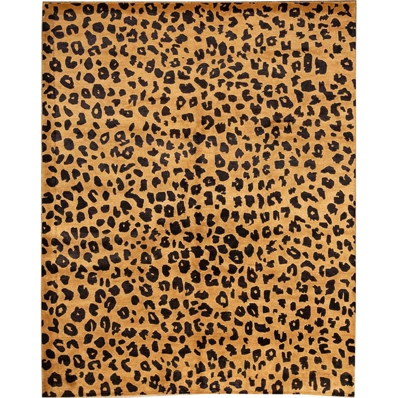Tapis doré et noir noué à la main de haute qualité