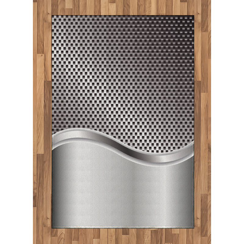 Tapis décoratif gris à haute densité en fibres longues, Rectangle— 4 pi x 5 pi 8 po