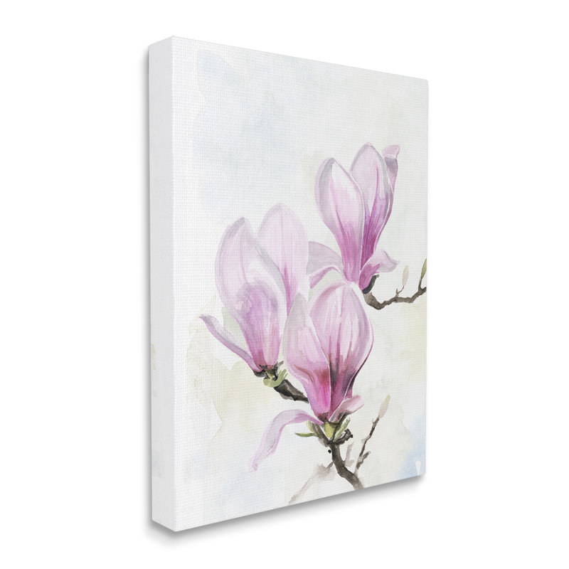 Art floral sur toile flottant "Magnolias" en fleurs par Jennifer Paxton Parker, H 40 po x l 30 po x P 1,5 po, Toile tendue