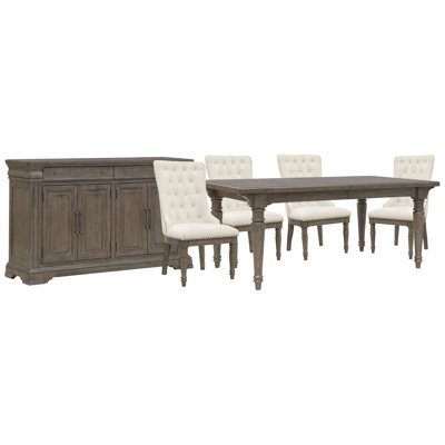 Table de salle à manger extensible avec 4 chaises de maître et un buffet