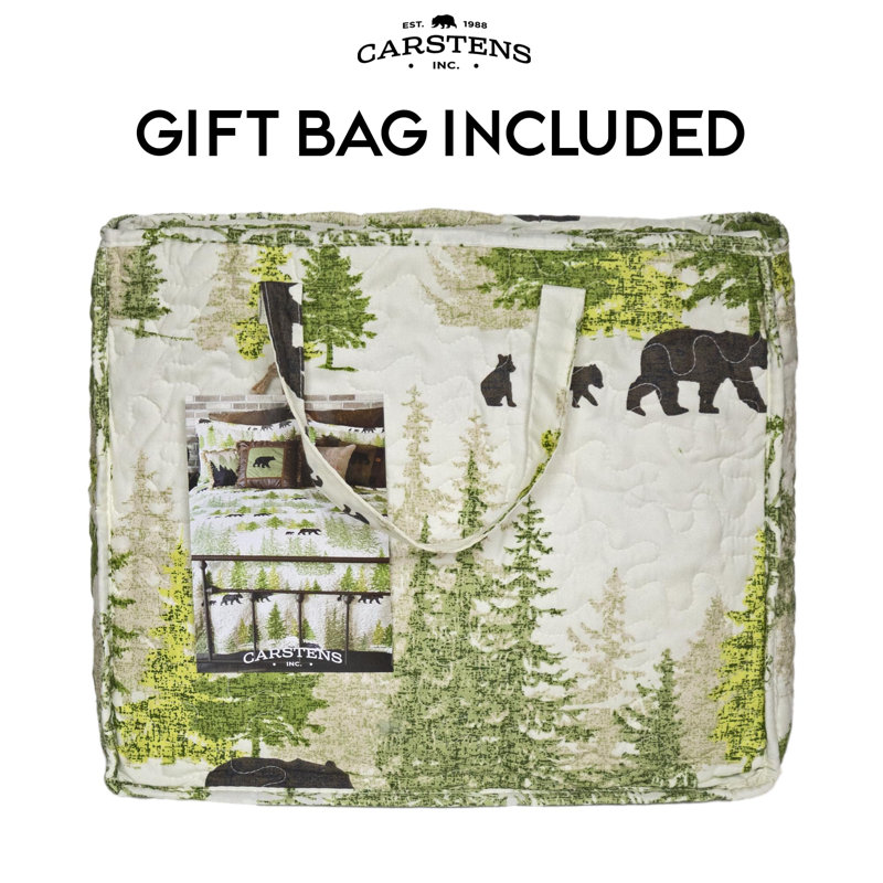 King Pine Wilderness Microfiber Quilt Set with Bear Print