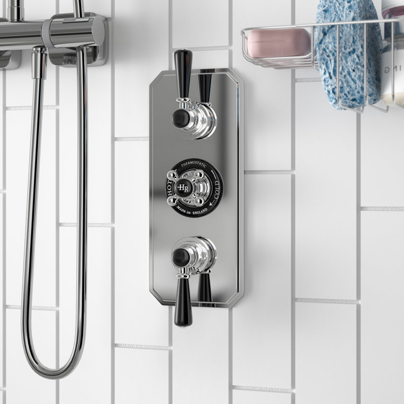Topaz Triple Concealed Thermostatic Shower Valve, Black