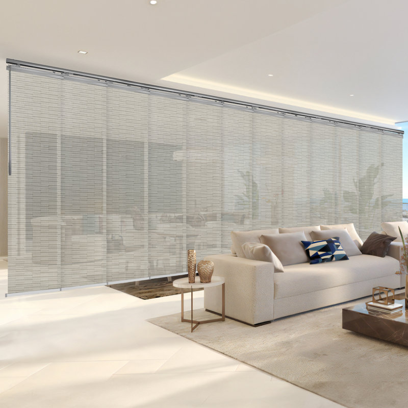 Rail extensible double à panneau à 12 panneaux Pewter Filigree l 140 po à 240 po, largeur du panneau 23,5 po, Nickel satiné