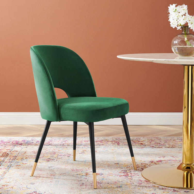 Rouse Performance Velvet Dining Side Chair, Emerald, 1