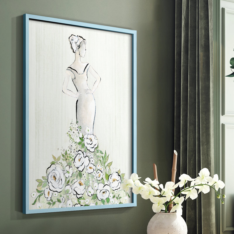 Reproduction encadrée figurative Fashion Floral - bois massif, Bleu, H 10 po x l 8 po