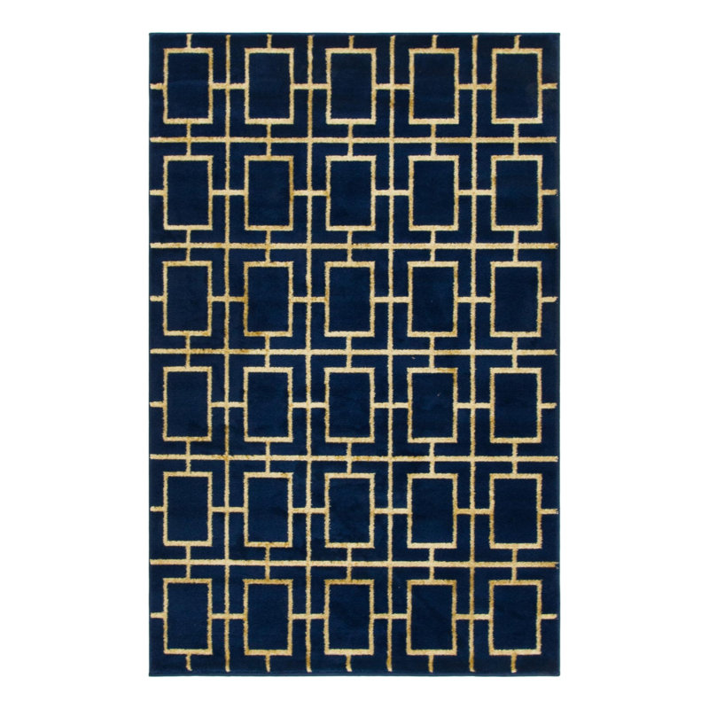 Tapis bleu marine Corando, Rectangle 4 pi 1 po x 6 pi 1 po