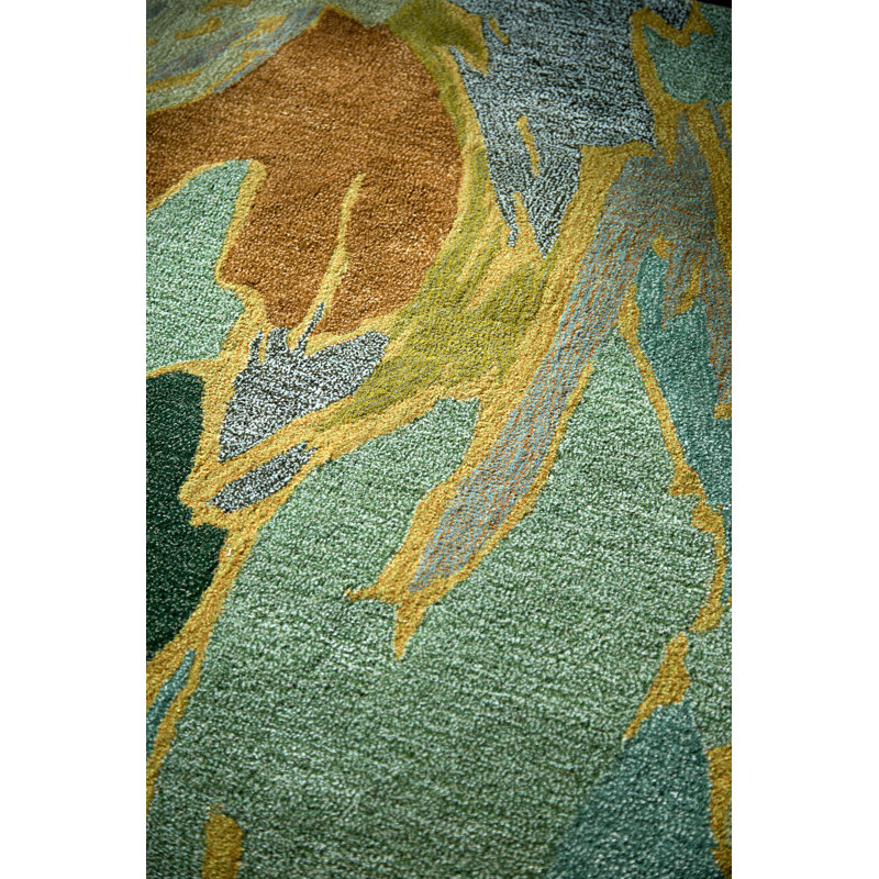 Saltillo Handmade Wool Abstract Area Rug, Forest, Rectangle 8'2 x 11'6