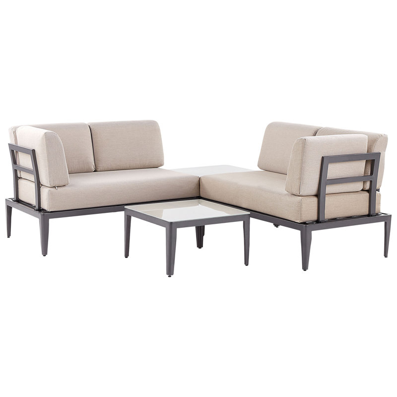 Inbar Metal 6 - Person Seating Group with Cushions, Beige, Grey