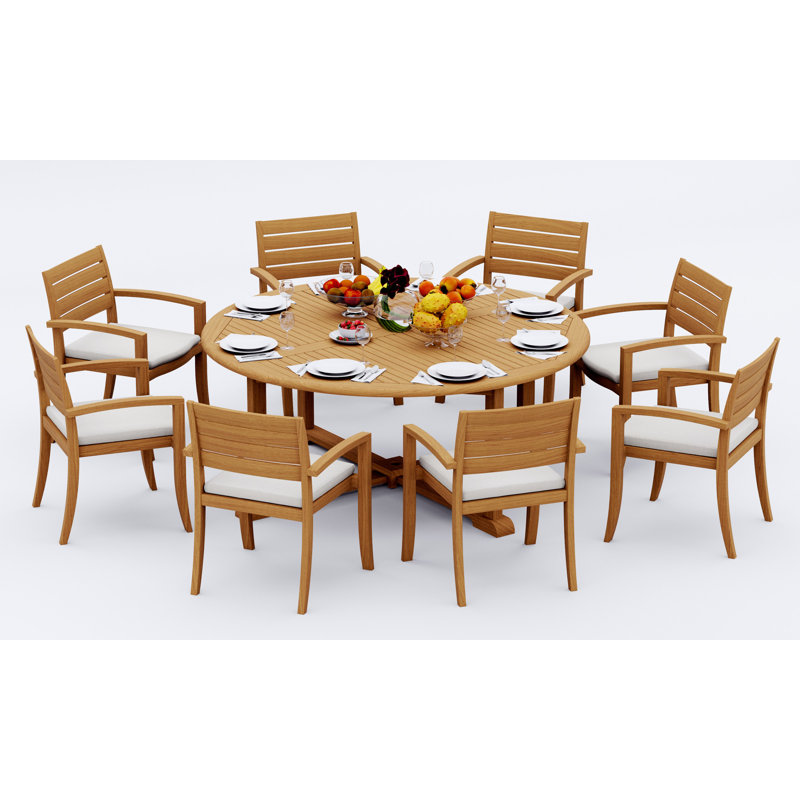 Ensemble repas extérieur rond Alvarado, 8
