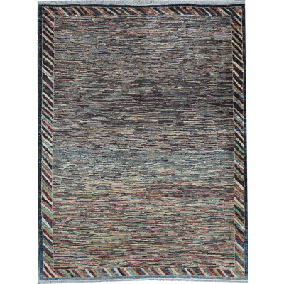 Tapis brun et bleu de haute qualité noué à la main