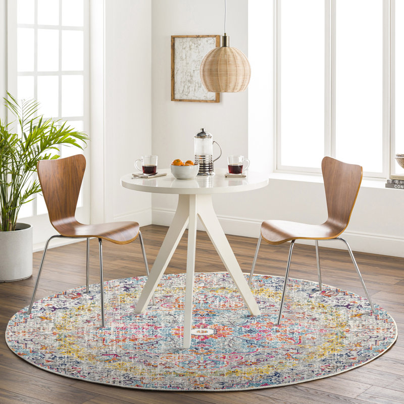 Carytown Power Loom Beige/Mustard Area Rug, Round 160cm
