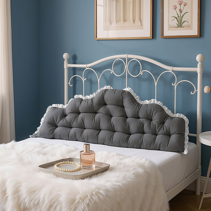 Upholstered Headboard Pillow, Dark Grey