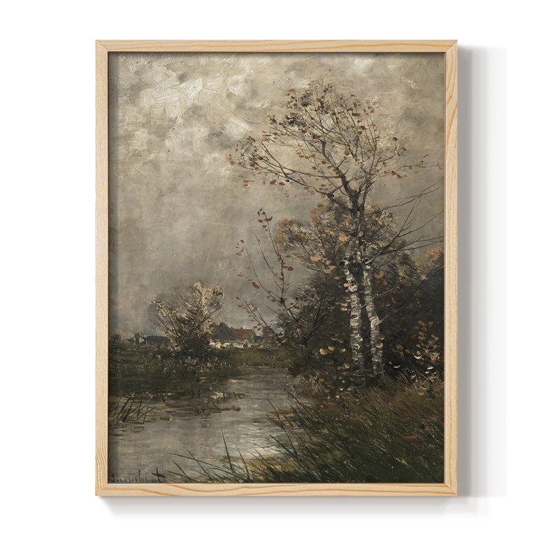 Reproduction encadrée vintage en bois massif CVIII, H 21 po x l 17 po, Naturel