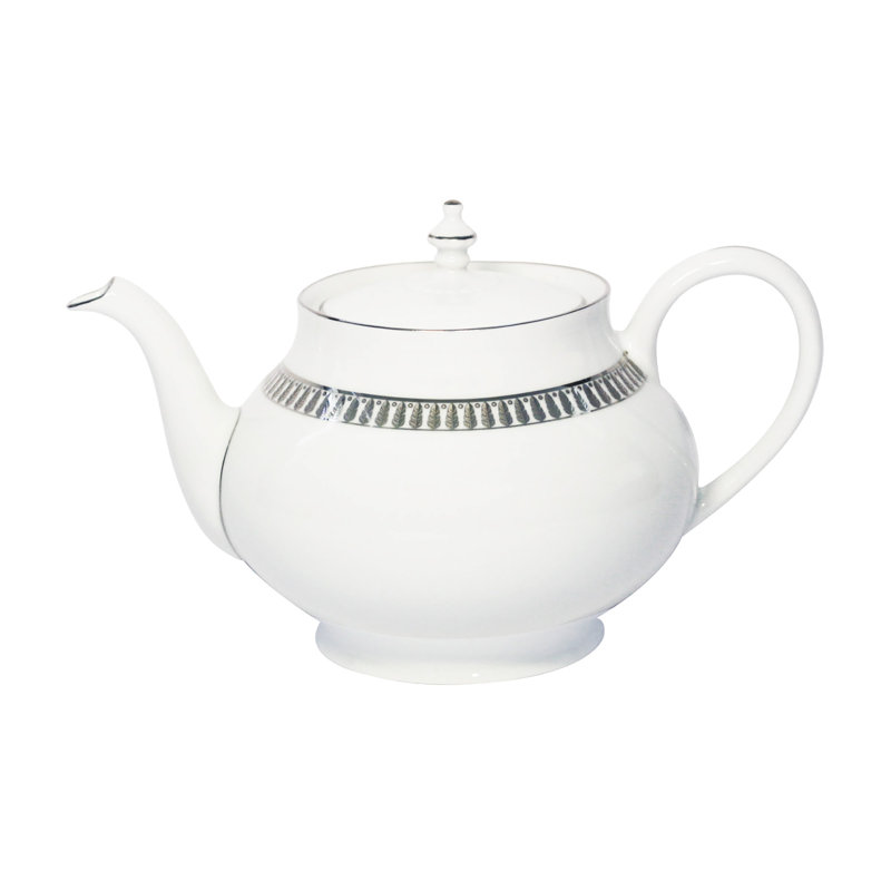 Plumes Porcelain Teapot, Platinum