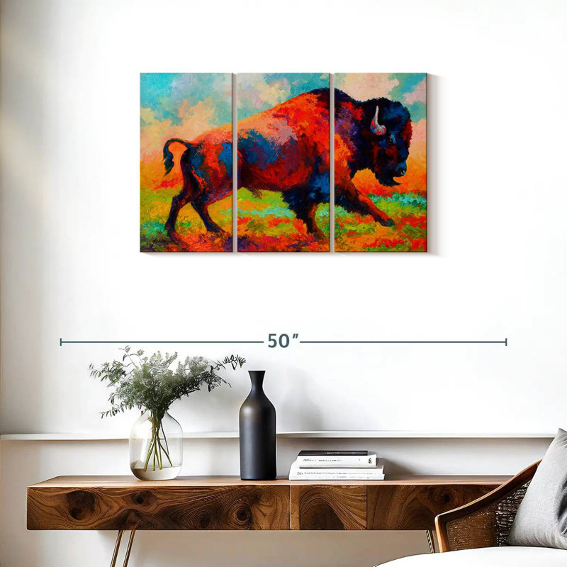 Brampt Bison Running Free, 20" H x 33" W