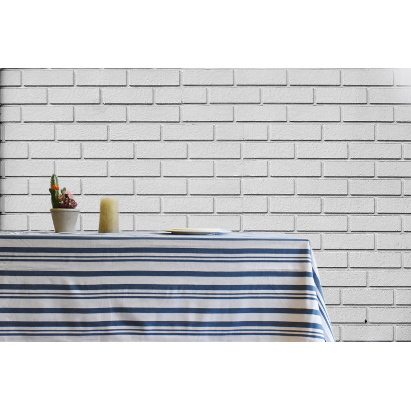Nappe à rayures 100% coton Wilson, Bleu, L 84 po x l 60 po
