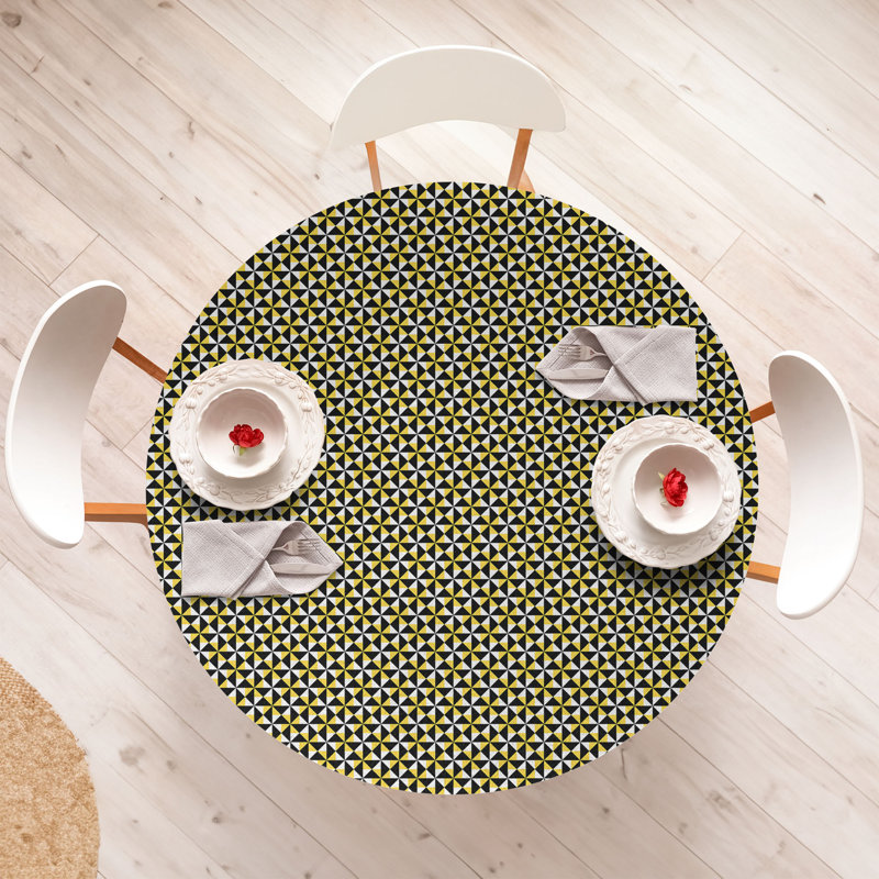 Highland Dunes Glitch Fitted Round Tablecloth